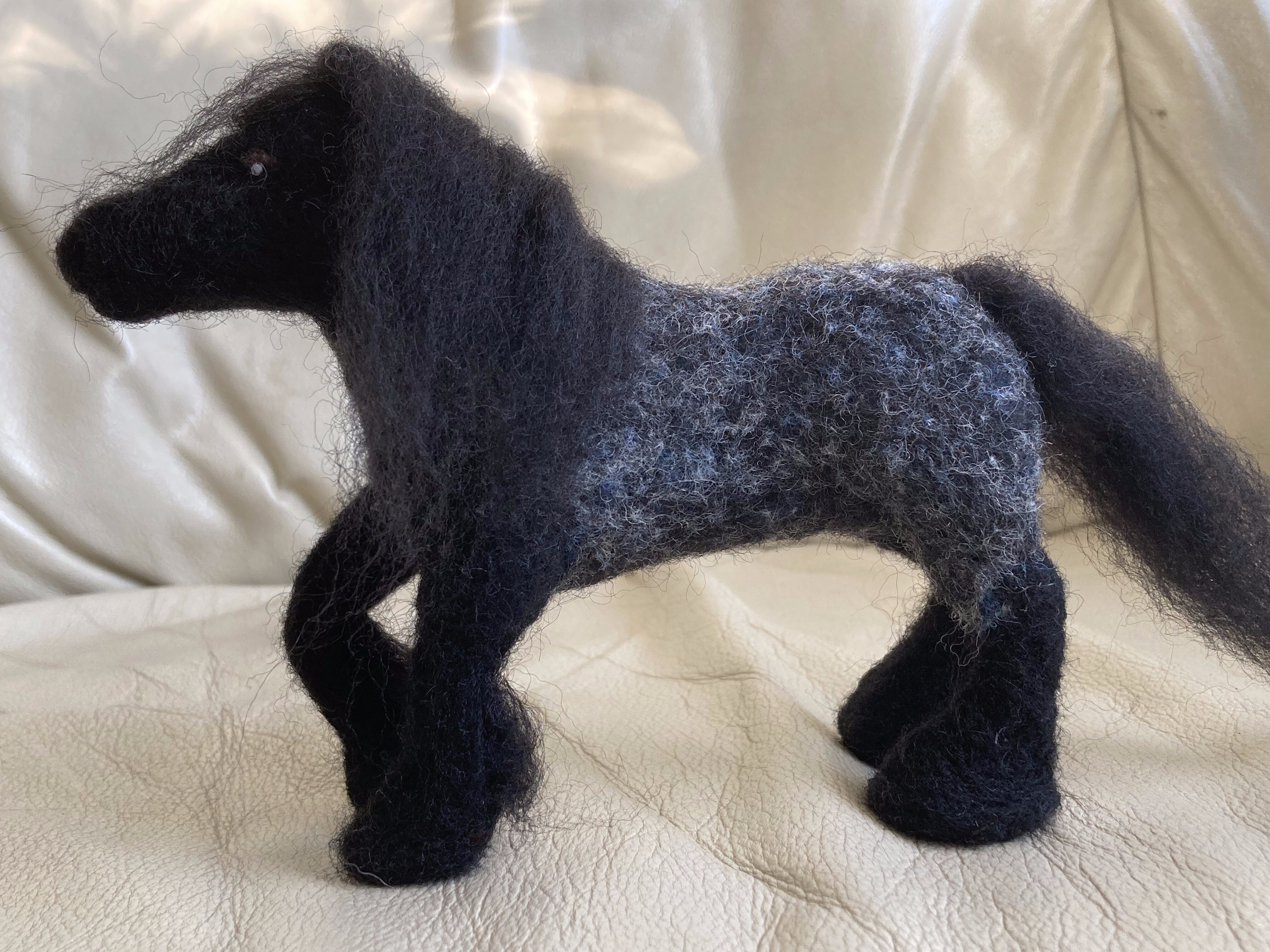 Needle Felted Blue Roan Draft Horse